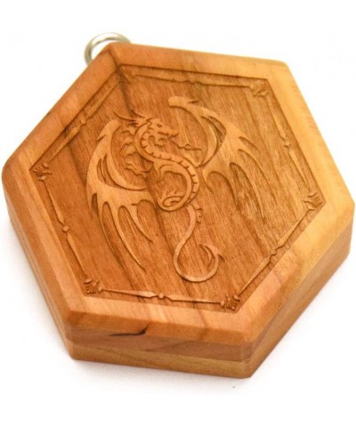 Keychain Hex Dice Wood Chest with Magnetic Lid - Perfect for DND Magic The Gathering Dice Counters and Any Other Tabletop Gam...