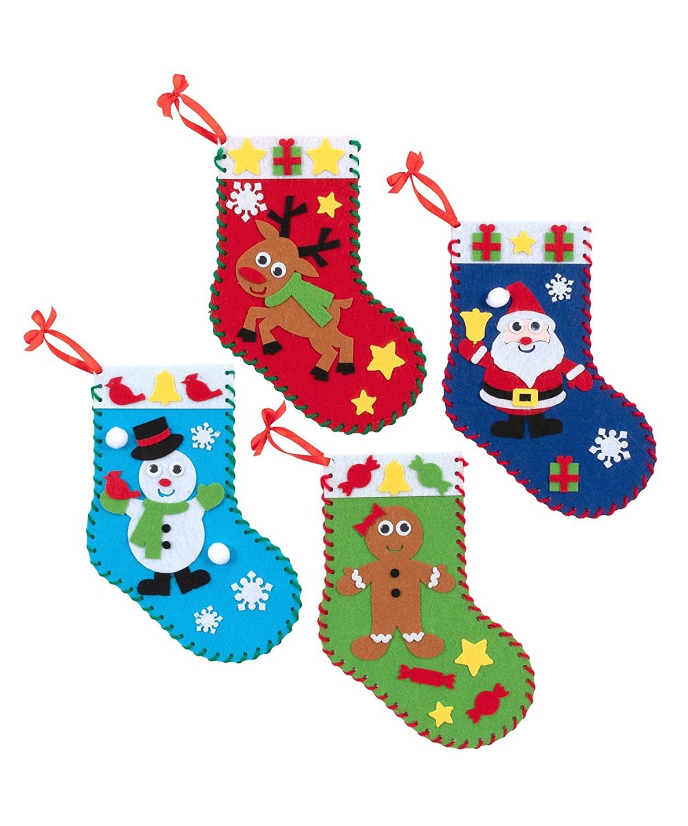 Christmas Crafts - Create Your Own Christmas Stockings - Set of 4 - Christmas Decorations for Home - All Materials Included $...