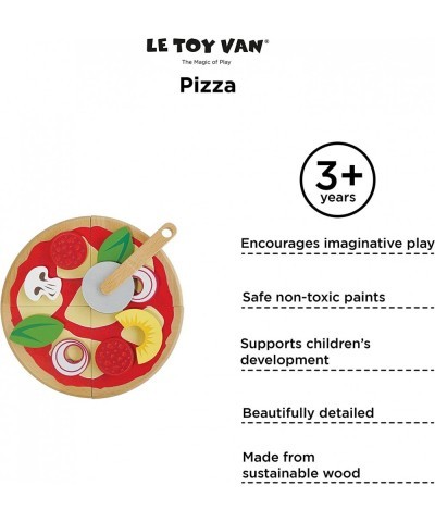 Childrens Wood Pretend Play Food | Wooden Honeybake Pizza Pretend Food Toy Playset | Toy Kitchen Accessories Play Food Role P...