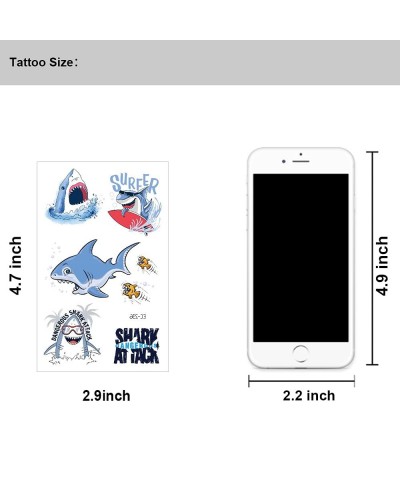 Temporary Tattoos Kids Cartoon Surfing Shark Theme Fake Tattoos for Children Boys Birthday Party Favors Accessory Goodie Bag ...