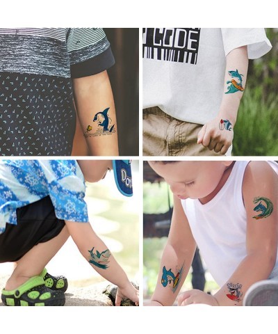 Temporary Tattoos Kids Cartoon Surfing Shark Theme Fake Tattoos for Children Boys Birthday Party Favors Accessory Goodie Bag ...