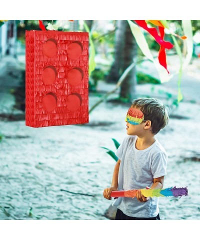 Building Blocks Pinata Bundle Fiesta Pinata Set Include Bricks Pinata Bat Stick Blindfold Mask and Confetti for Kids Blocks T...