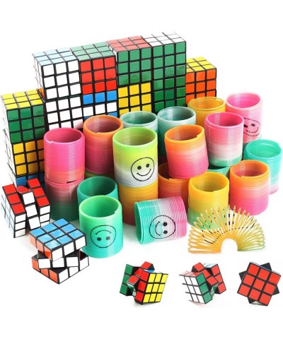 48 Pieces Party Favors for Kids Pieces of Mini Smiley Springs and 3x3 Puzzle Magic Cube Party Favors for 3-12 Year Old Boys G...