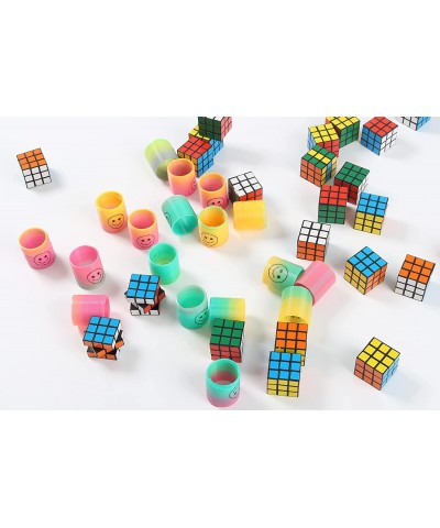 48 Pieces Party Favors for Kids Pieces of Mini Smiley Springs and 3x3 Puzzle Magic Cube Party Favors for 3-12 Year Old Boys G...