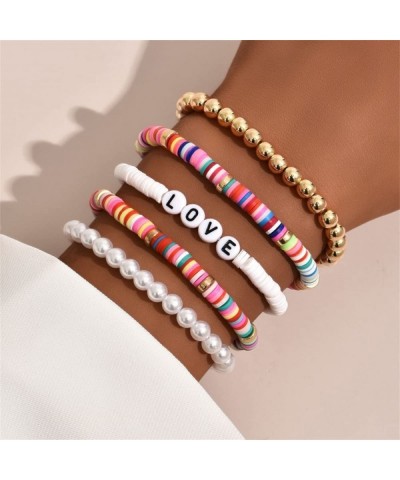 Heishi Surfer Bracelets Set Clay Bead Preppy Bracelets Smiley Face Bracelets Evil Eye Bracelets for Teen Girls Y2k Bracelets ...