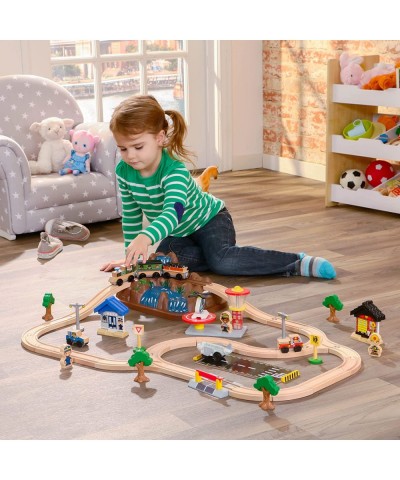 Bucket Top Mountain Train Set with 61 Pieces Magnetic Train Wooden Tracks and Storage Gift for Ages 3+ $75.61 Toy Vehicle Pla...