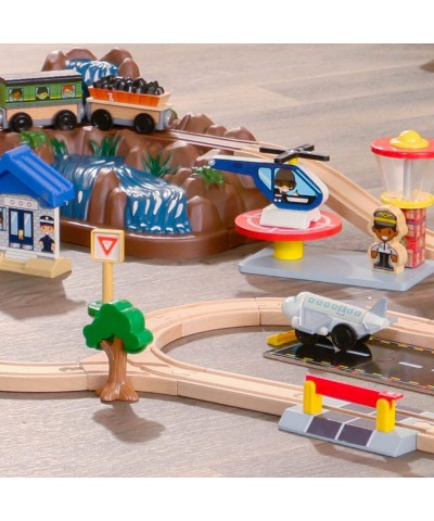 Bucket Top Mountain Train Set with 61 Pieces Magnetic Train Wooden Tracks and Storage Gift for Ages 3+ $75.61 Toy Vehicle Pla...