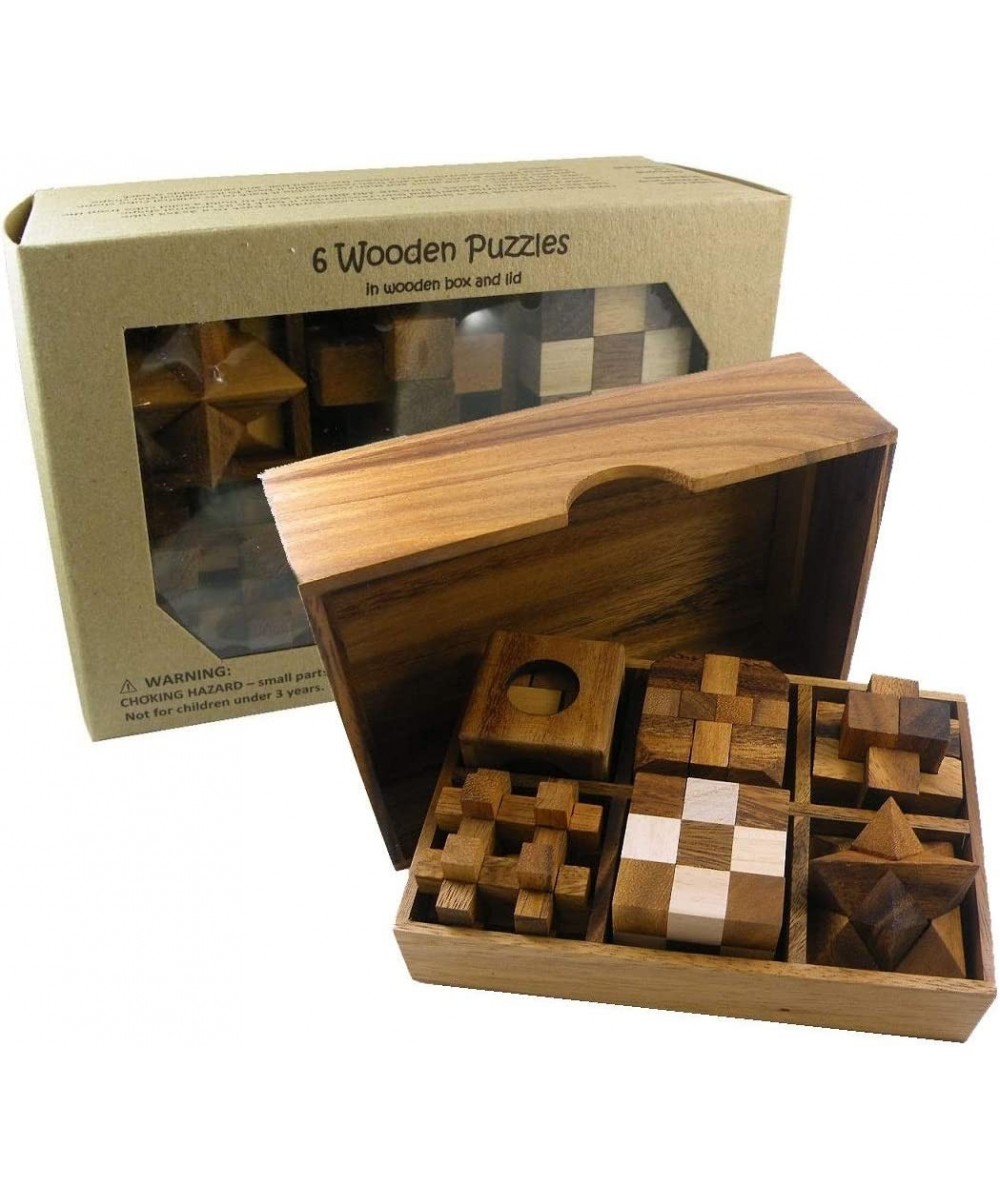 6 Wooden Puzzle Gift Set in A Wood Box - 3D Unique IQ Puzzles $50.85 Brain Teaser Puzzles