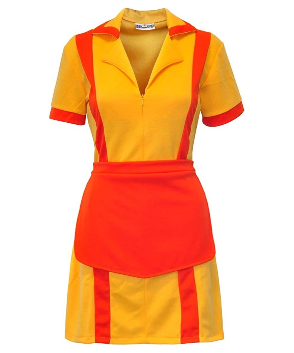 Cosplay Costume for Dinner Uniform with Apron Yellow Orange Girls Dress S-XL (XL) $50.18 Kids' Costumes