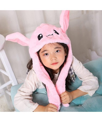 Rabbit Head Hat Ear Moving Jumping Hat Funny Bunny Plush Animal Hat Gift for Women Girls One Size $16.68 Kids' Dress-Up Acces...