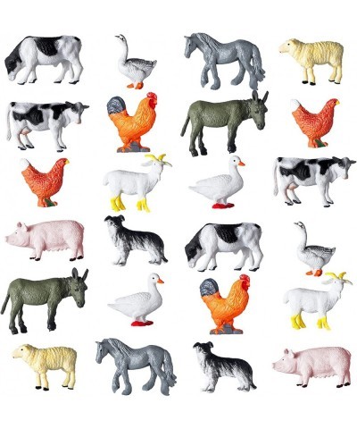 24 Pieces Mini Farm Animal Figurines Plastic Farm Barn Animal Miniature Realistic Farm Animals Figure Toys for Fairy Garden H...