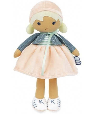 Kaloo Tendresse My First Fabric Doll Chloe K 9.75” Medium Soft Plush Figure in Peach and Striped Dress Denim Jacket and Blond...