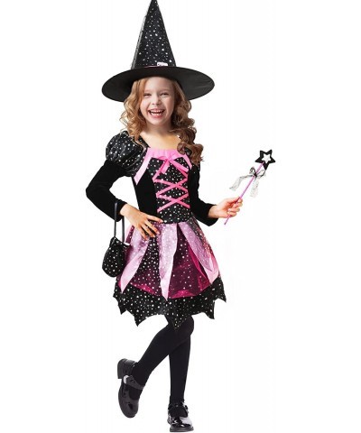 Halloween Witch Costume for 4-7 Years Girls Cute Witch Cosplay Dress Set for Halloween Kids Dress-Up Party $15.91 Kids' Costumes