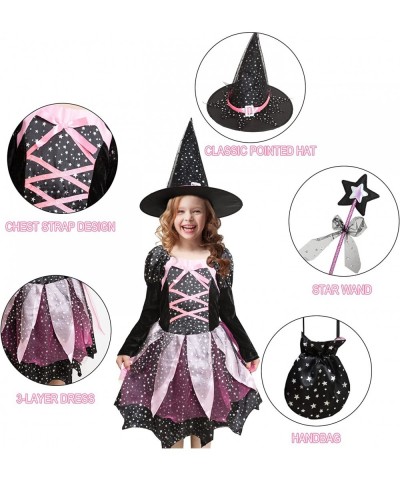 Halloween Witch Costume for 4-7 Years Girls Cute Witch Cosplay Dress Set for Halloween Kids Dress-Up Party $15.91 Kids' Costumes