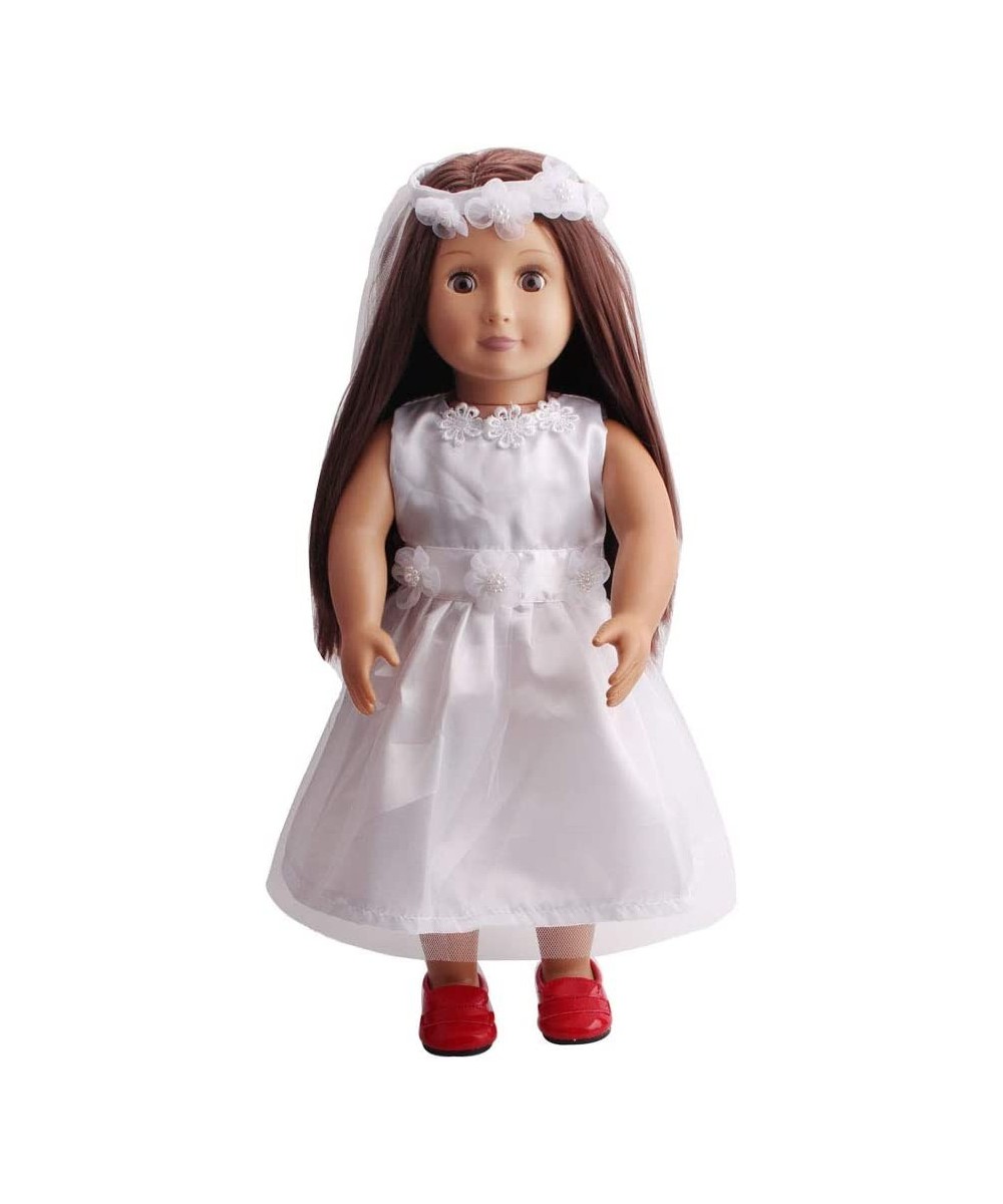 1 Set Quality Handmade 18 Inch Doll White Bride Wedding Dress with Headband for 18 Inch Dolls Party Gown Dress Clothes Outfit...