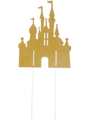 Happy Birthday Decorations Cake Toppers Party Props (Pack of 1 Cake Topper Gold Glitter Princess Castle) $15.78 Kids' Party D...