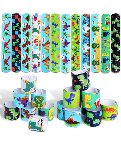 24 Pcs Dinosaur Slap Bracelets for Kids Jurassic Forest World theme Snap Bands Toy Gift Party Favor Supplies for Dino Party B...