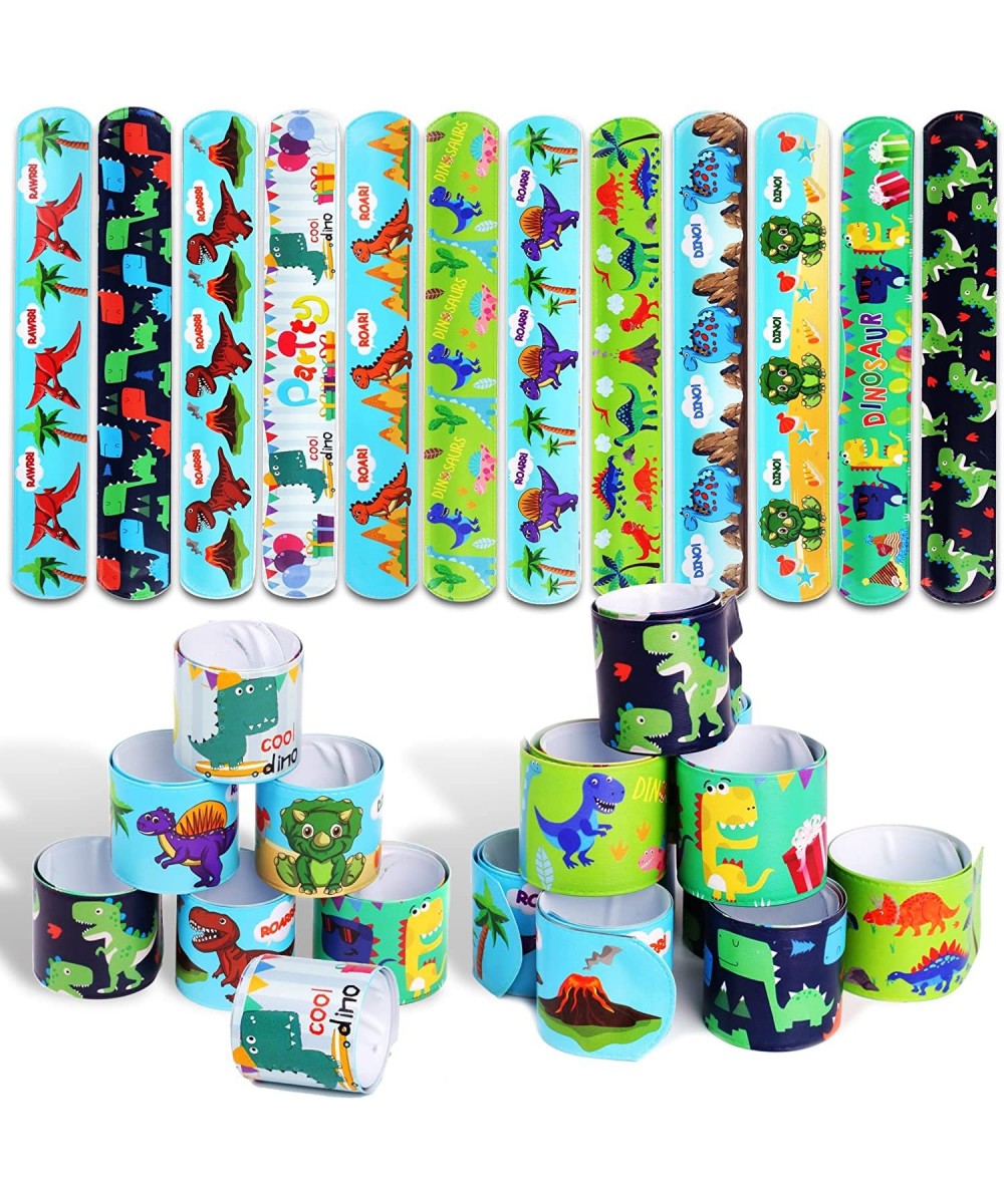 24 Pcs Dinosaur Slap Bracelets for Kids Jurassic Forest World theme Snap Bands Toy Gift Party Favor Supplies for Dino Party B...