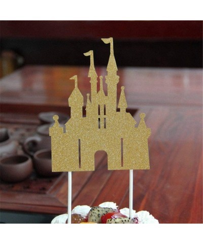 Happy Birthday Decorations Cake Toppers Party Props (Pack of 1 Cake Topper Gold Glitter Princess Castle) $15.78 Kids' Party D...