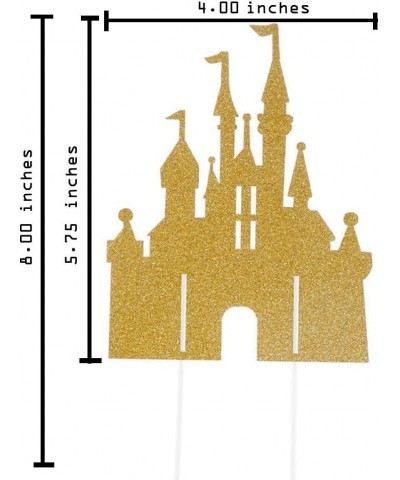 Happy Birthday Decorations Cake Toppers Party Props (Pack of 1 Cake Topper Gold Glitter Princess Castle) $15.78 Kids' Party D...