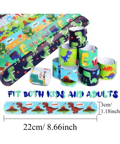 24 Pcs Dinosaur Slap Bracelets for Kids Jurassic Forest World theme Snap Bands Toy Gift Party Favor Supplies for Dino Party B...