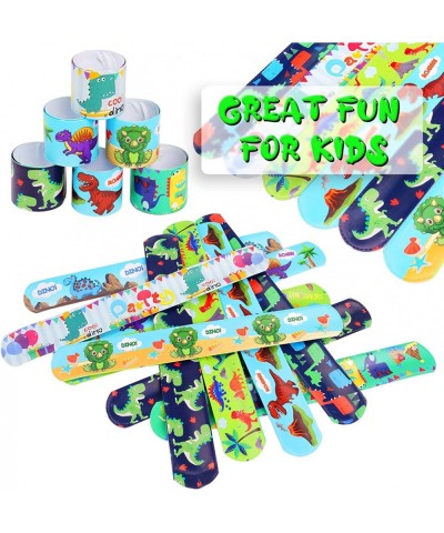 24 Pcs Dinosaur Slap Bracelets for Kids Jurassic Forest World theme Snap Bands Toy Gift Party Favor Supplies for Dino Party B...