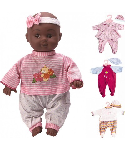 12-Piece Black Baby Doll Set - 14-Inch African American Baby Doll Set with Cute Baby Girl Dress and Doll Accessories | Baby T...