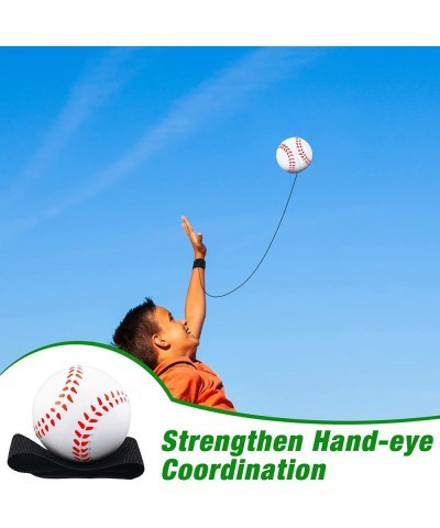 6 Pcs 2.36 Inch Sports Wrist Balls Baseball Ball Wristband Toys Rebound Ball Rubber Baseball Wrist Return Ball on a String fo...