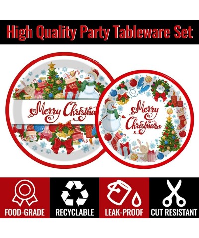 96Pieces Christmas Paper Plates and Napkins Set Disposable Christmas Party Dinner Dessert Plates Decoration Supplies Kids Cut...