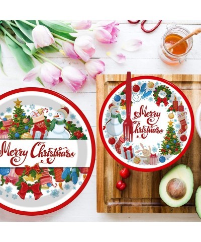 96Pieces Christmas Paper Plates and Napkins Set Disposable Christmas Party Dinner Dessert Plates Decoration Supplies Kids Cut...