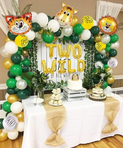 Jungle Theme 2nd Birthday Party Supplies Safari Balloons Garland Arch Kit Decorations TWO WILD Animals Balloons Green Artific...