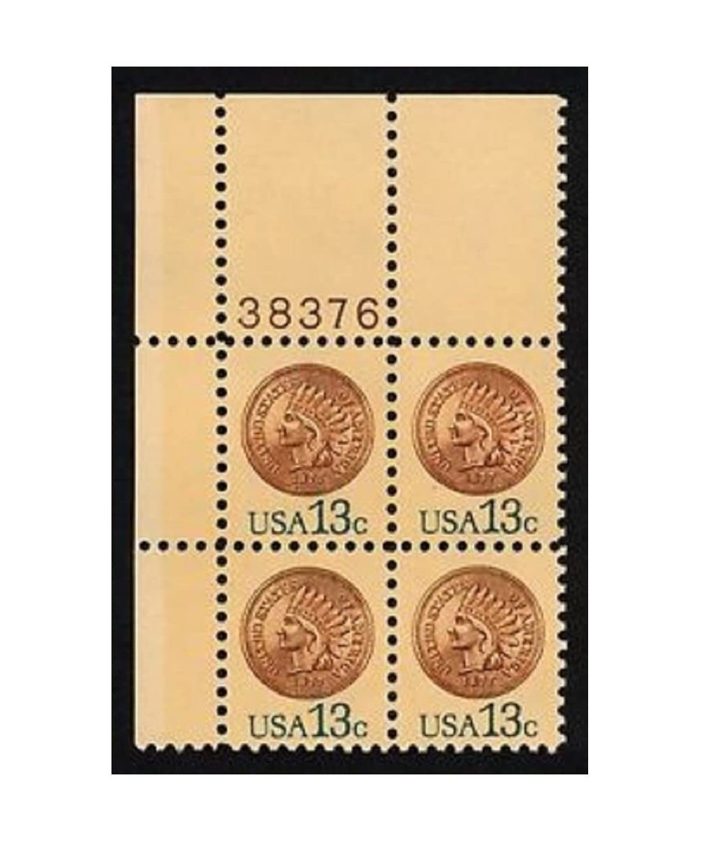 No. 1734 - 1978 13c Indian Head Penny Postage Stamp Numbered Plate Block (4 stamps) $13.58 Collectible Postage Stamps