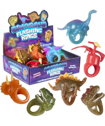 Kangaroo's Jumbo Flashing Dinosaur Jelly Bumpy Rings (12-Pack) Toy Rings LED or Light Up Party Favors For Kids T-Rex Brontosa...