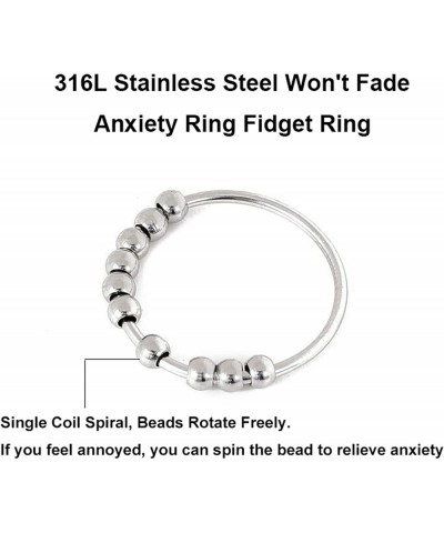 Stainless Steel Anti Anxiety Ring Women Spinner Rings Anxiety Fidget Ring Anxiety Ring with Beads Stress Relief Ring Anxiety ...