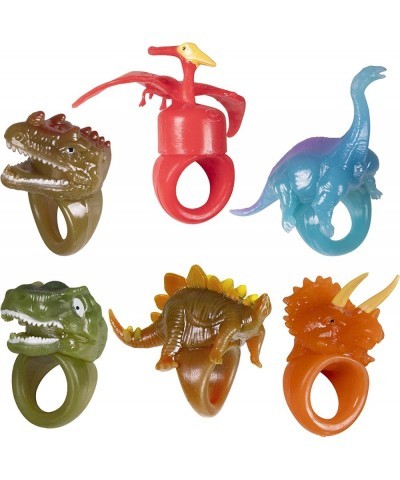 Kangaroo's Jumbo Flashing Dinosaur Jelly Bumpy Rings (12-Pack) Toy Rings LED or Light Up Party Favors For Kids T-Rex Brontosa...