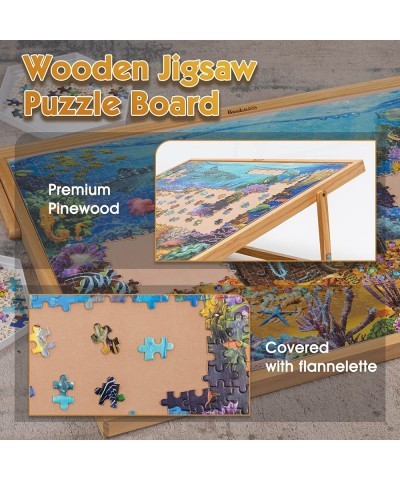 Jigsaw Puzzle Board Adjustable Wooden Puzzle Easel Portable Jigsaw Puzzles Plateau for Adults and Kids 30.1 × 20.07 Inch for ...