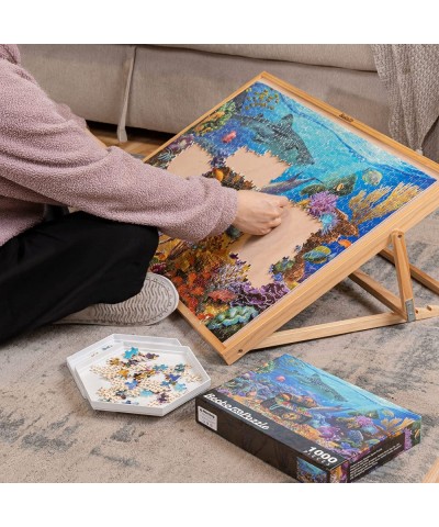 Jigsaw Puzzle Board Adjustable Wooden Puzzle Easel Portable Jigsaw Puzzles Plateau for Adults and Kids 30.1 × 20.07 Inch for ...