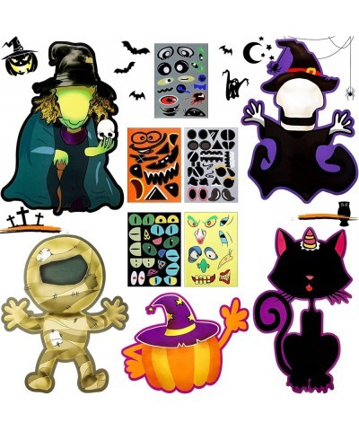 20 Pieces Halloween Make a Face Stickers Halloween Craft Stickers Make Your Own Mummy Witch Pumpkin Ghost Cat Halloween Stick...