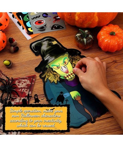 20 Pieces Halloween Make a Face Stickers Halloween Craft Stickers Make Your Own Mummy Witch Pumpkin Ghost Cat Halloween Stick...