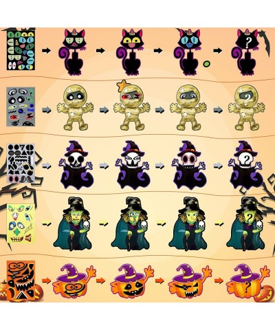 20 Pieces Halloween Make a Face Stickers Halloween Craft Stickers Make Your Own Mummy Witch Pumpkin Ghost Cat Halloween Stick...