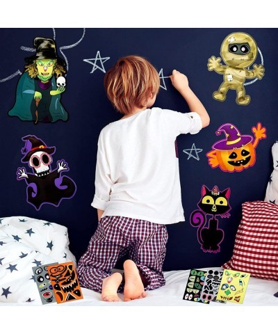 20 Pieces Halloween Make a Face Stickers Halloween Craft Stickers Make Your Own Mummy Witch Pumpkin Ghost Cat Halloween Stick...