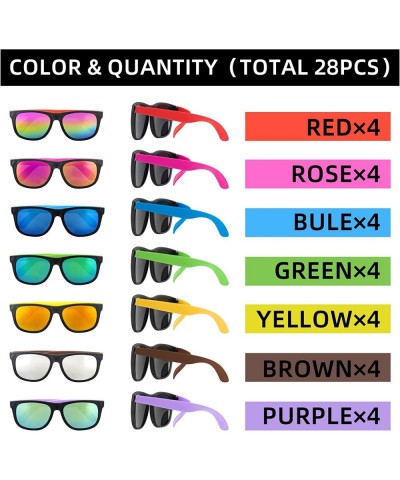 Neon Party Sunglasses 28 Pack 7 Colors Party Glasses for Adults and Teens 80’s Retro Style Party Favors for Pool Party Beach ...