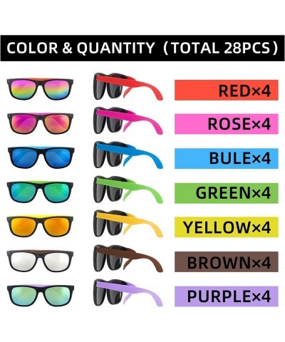 Neon Party Sunglasses 28 Pack 7 Colors Party Glasses for Adults and Teens 80’s Retro Style Party Favors for Pool Party Beach ...