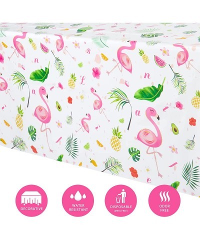 Flamingo Tablecloth - 2 PCS 108''x 54'' Tropical Luau Party Disposable Plastic Table Cover Pineapple Party Supplies for Kid G...