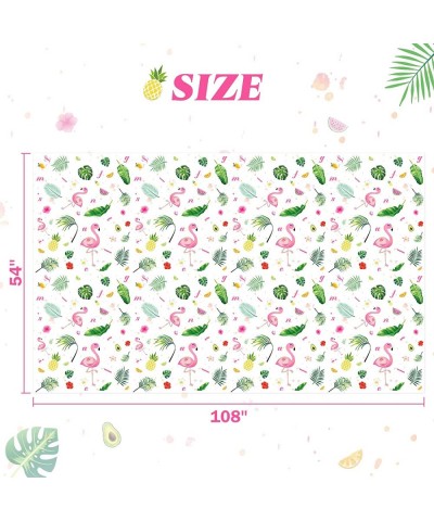 Flamingo Tablecloth - 2 PCS 108''x 54'' Tropical Luau Party Disposable Plastic Table Cover Pineapple Party Supplies for Kid G...