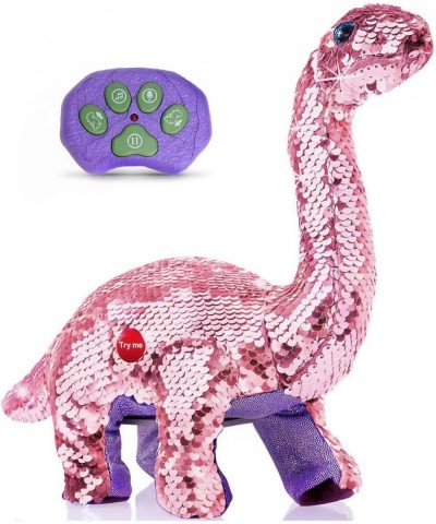 Remote Control Reversible Sequins Dinosaur Toy for Girls Toddlers Age 3 Years Old & Up RC Dino Can Repeat & Walk & Roar& Sing...