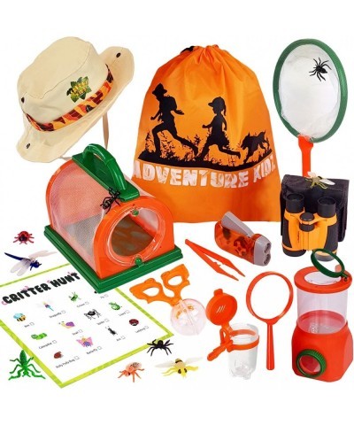 Adventure Kidz Outdoor Bug Exploration Kit Binoculars Magnifying Glass Bug Container Viewers Critter Cage Net Backpack Hat $4...