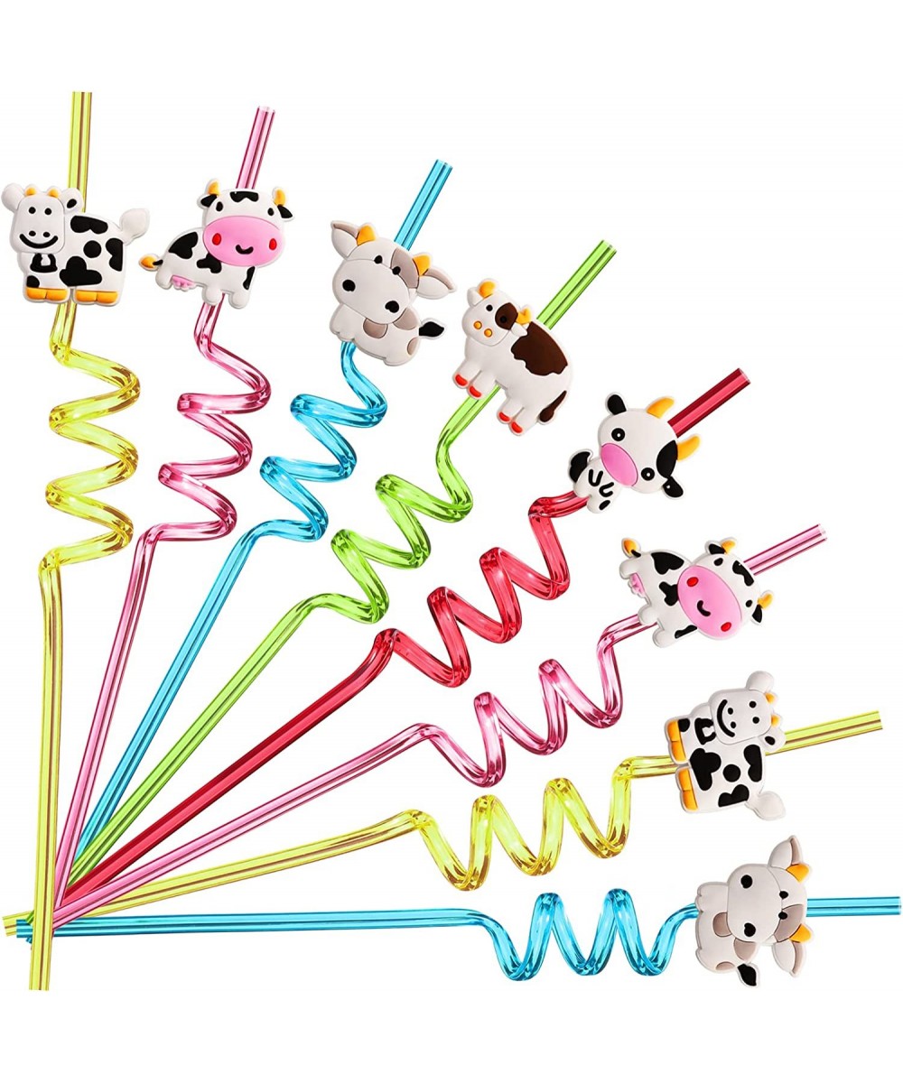 25 Cow Party Favors Drinking Straws Goodie Gifts for Boys Girls Holy Cow Im One Birthday Party Supplies with 2 PCS Cleaning B...