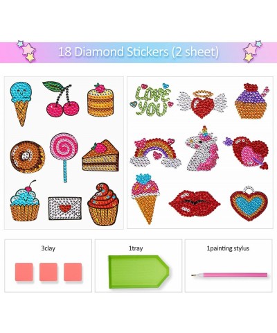 48 Pieces Gem Diamond Painting Kit for Kids Diamond Painting Stickers Suncatchers and Keychains with Keyrings and Hooks for K...