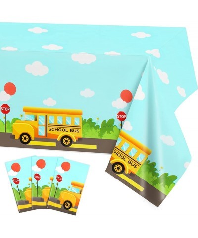 3 Pack Welcome Back to School Party Tablecloth Back To School Party Supplies School Bus Table Covers Disposable Plastic Table...